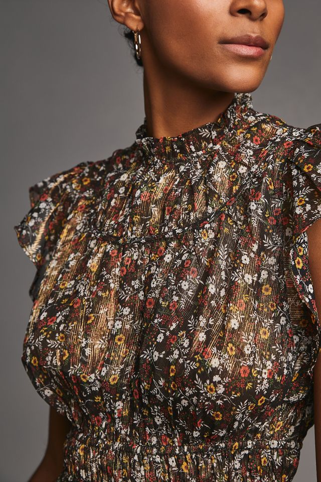 Current Air Smocked Flutter-Sleeve Blouse #3