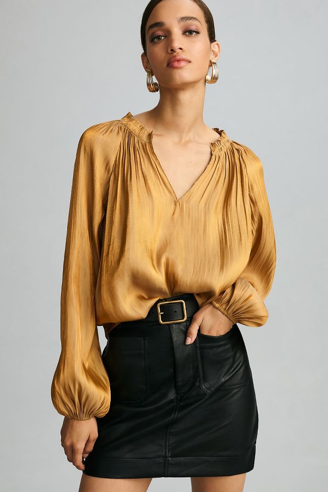 Current Air Crinkle Popover Blouse | Anthropologie