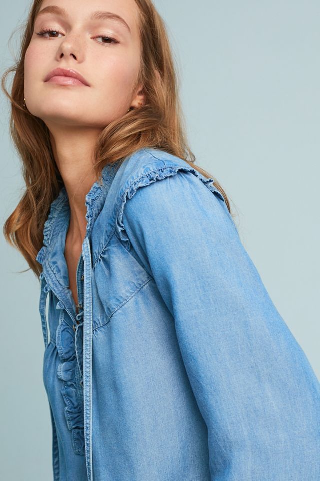 Pilcro Ruffled Chambray Blouse #4