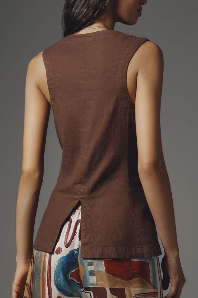By Anthropologie Linen Blend Long Vest | Anthropologie
