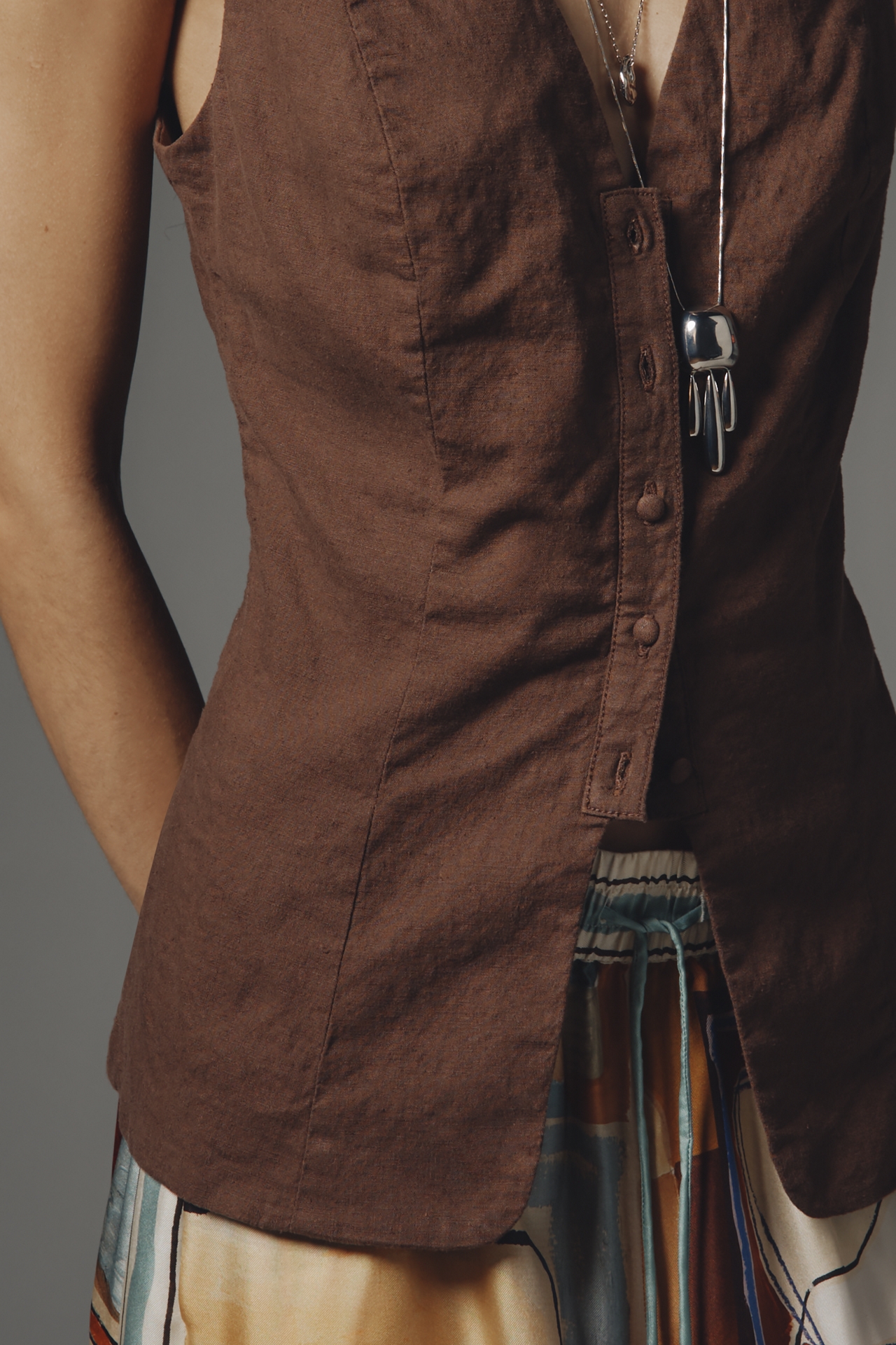 By Anthropologie Linen Blend Long Vest