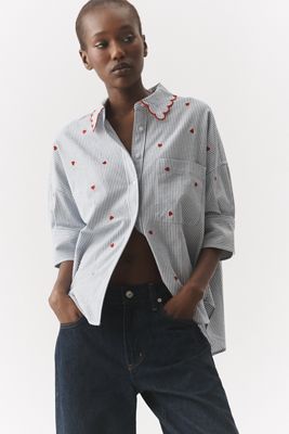 Exquise Petite Lace Trim Buttondown Shirt | Anthropologie