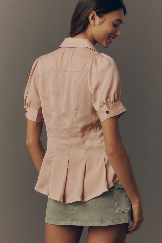 Pilcro Waisted Puff-Sleeve Buttondown Top #2