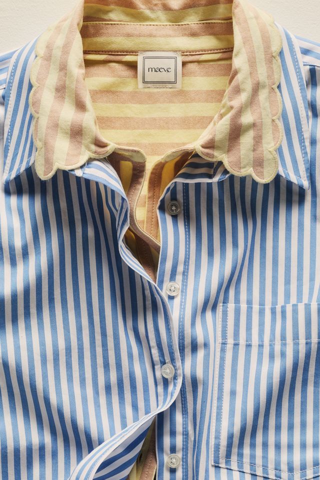 Maeve Mabel Boxy Oxford Scalloped Shirt #4