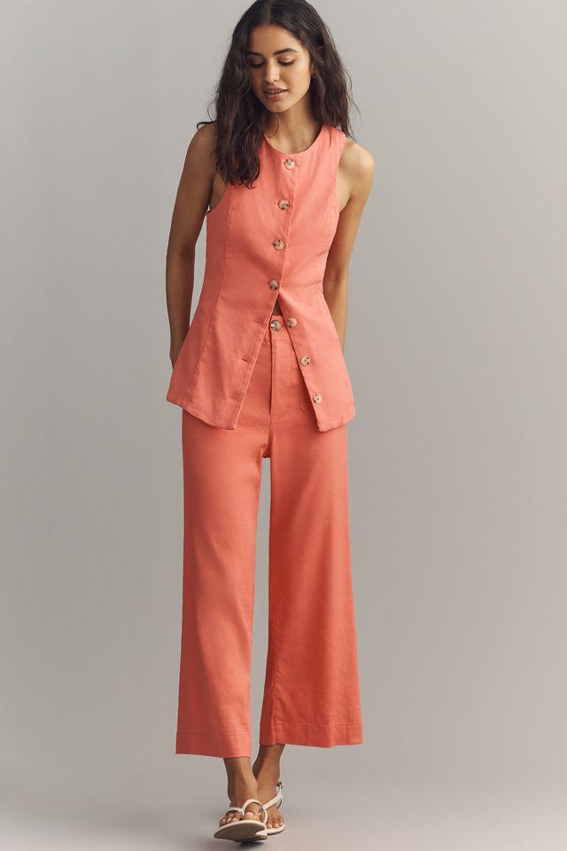 European Linen Stretch Structured Vest #1