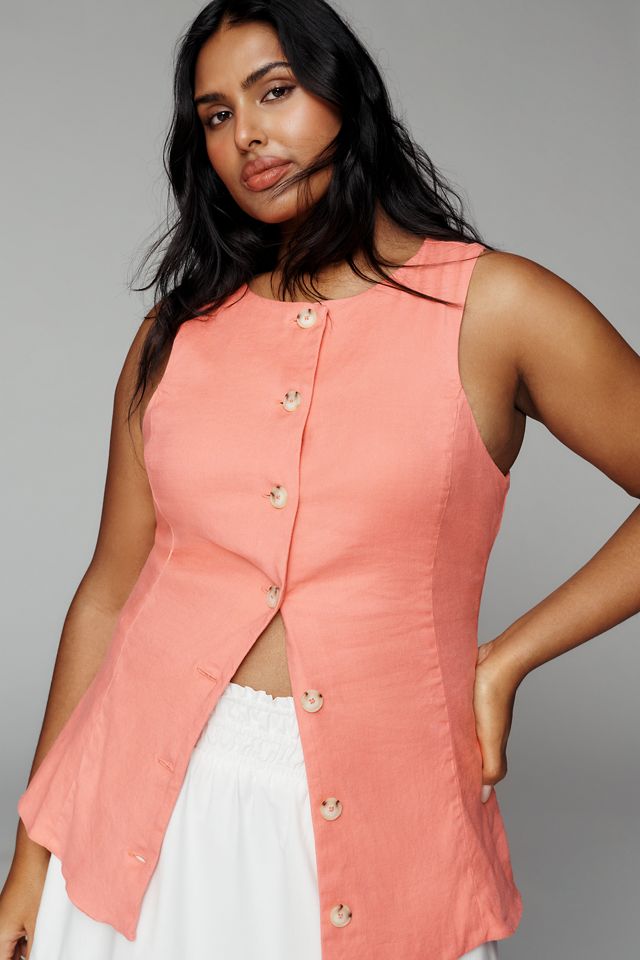 European Linen Stretch Structured Vest #4