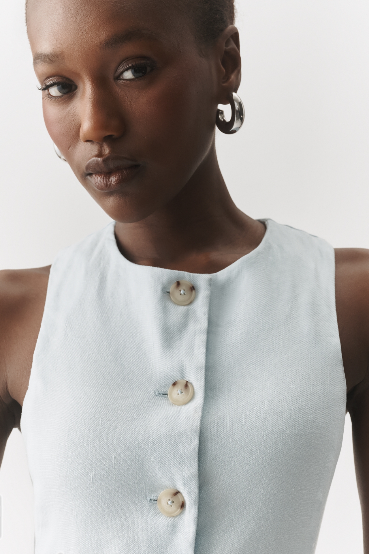 Maeve European Linen Stretch Structured Vest