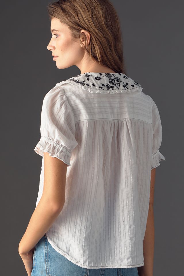 Keira Embroidered Blouse by Pilcro | Anthropologie
