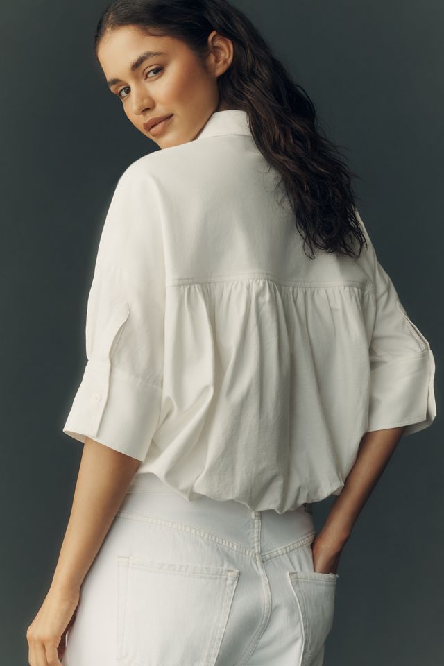 Maeve Mabel Bubble-Hem Oxford Shirt #2