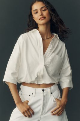 Maeve Mabel Bubble-Hem Oxford Shirt