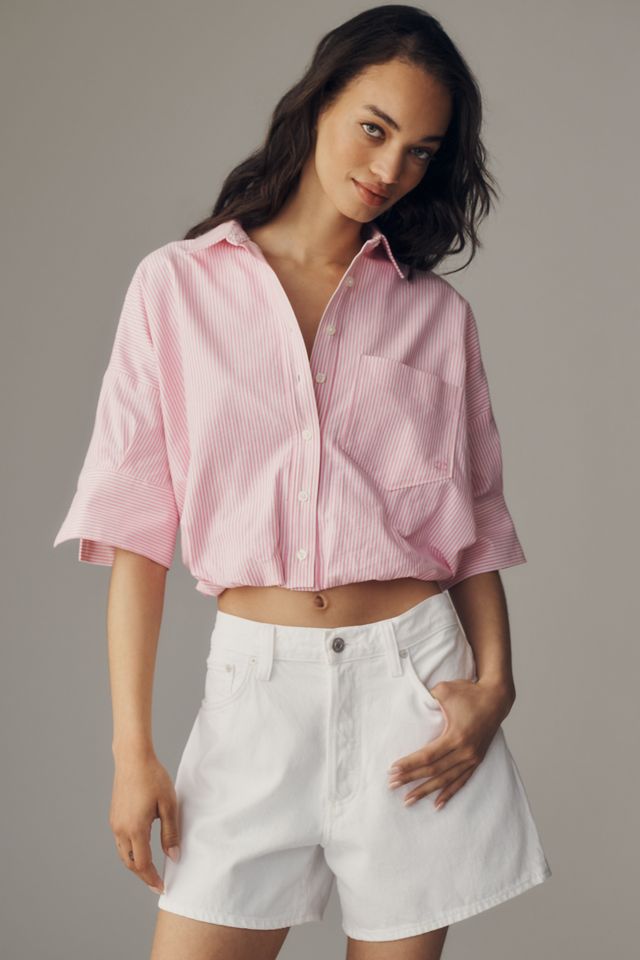 Maeve Mabel Bubble-Hem Oxford Shirt #1