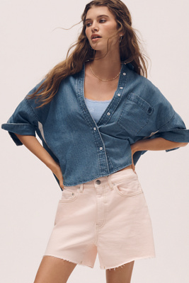 Mabel Boxy Denim Shirt by Maeve Top