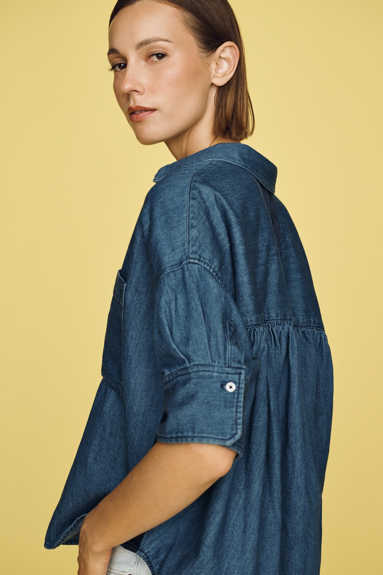 Mabel Boxy Denim Shirt by Maeve