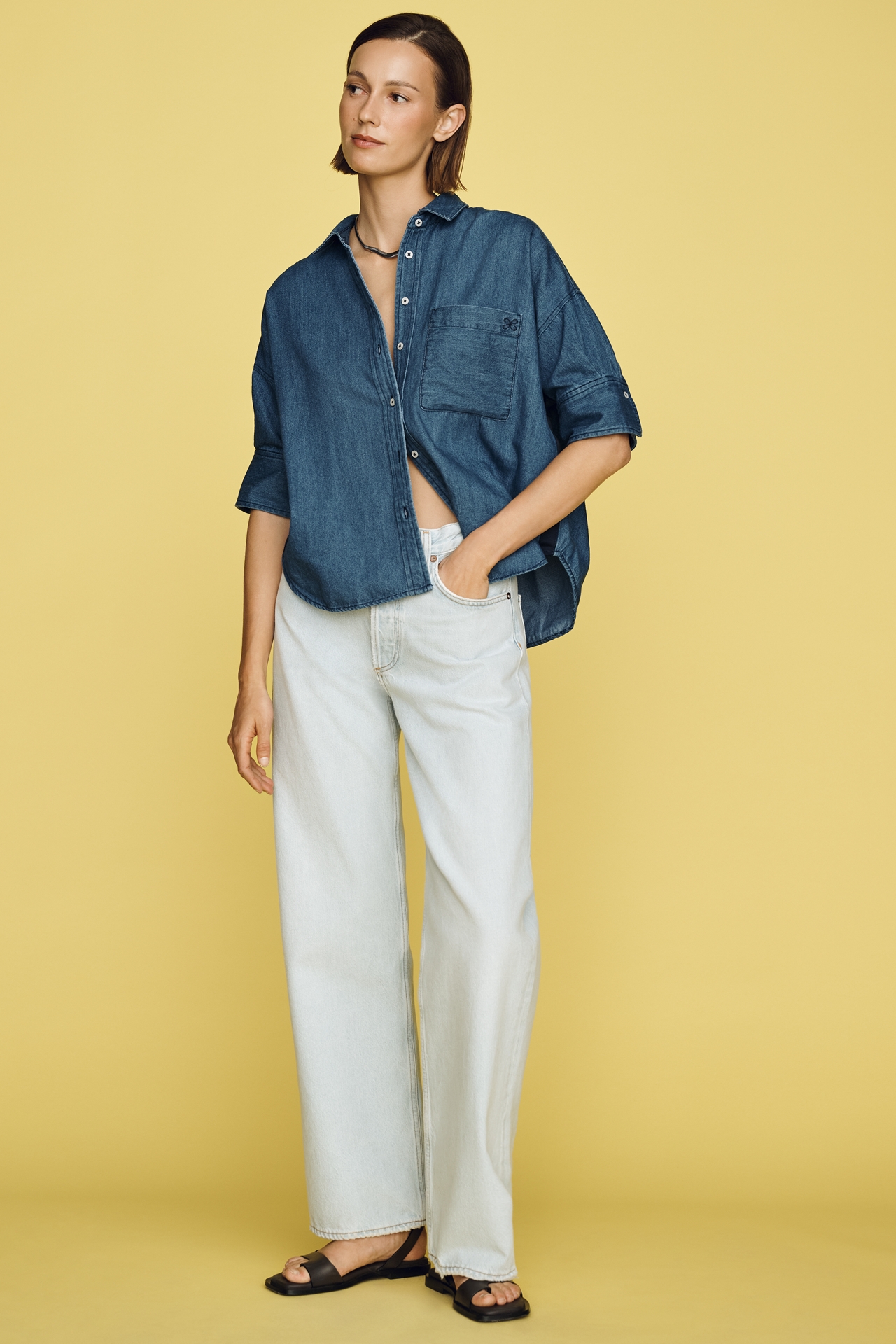 Mabel Boxy Denim Shirt by Maeve