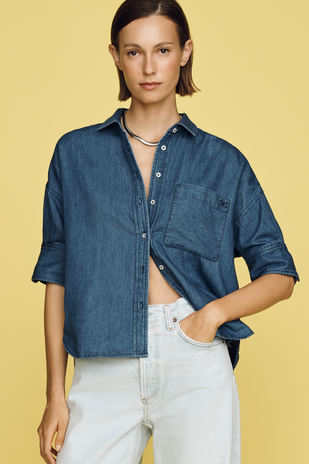 Mabel Boxy Denim Shirt by Maeve