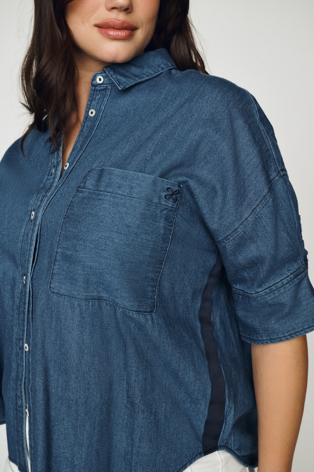 Mabel Boxy Denim Shirt by Maeve