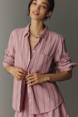 Kate Classic Linen Blend Buttondown Shirt by Maeve