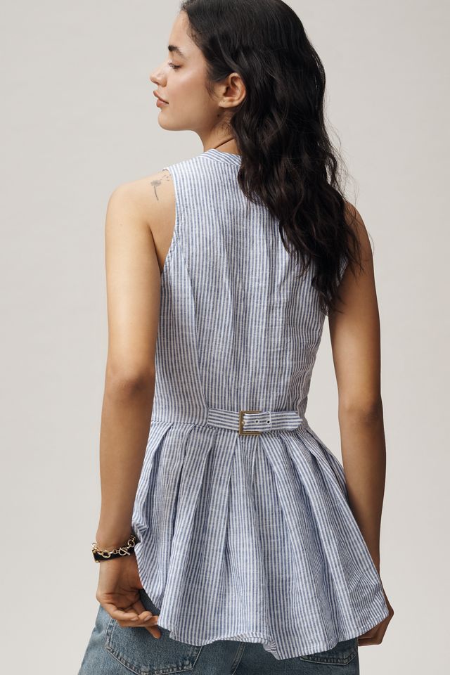 Maeve Viki Zip-Front Peplum Top | Anthropologie