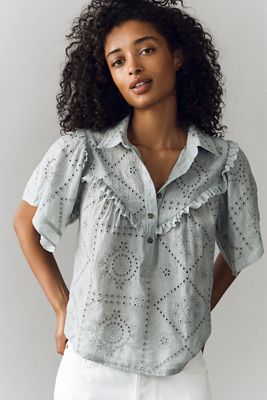 English Factory Scalloped Collar Blouse | Anthropologie