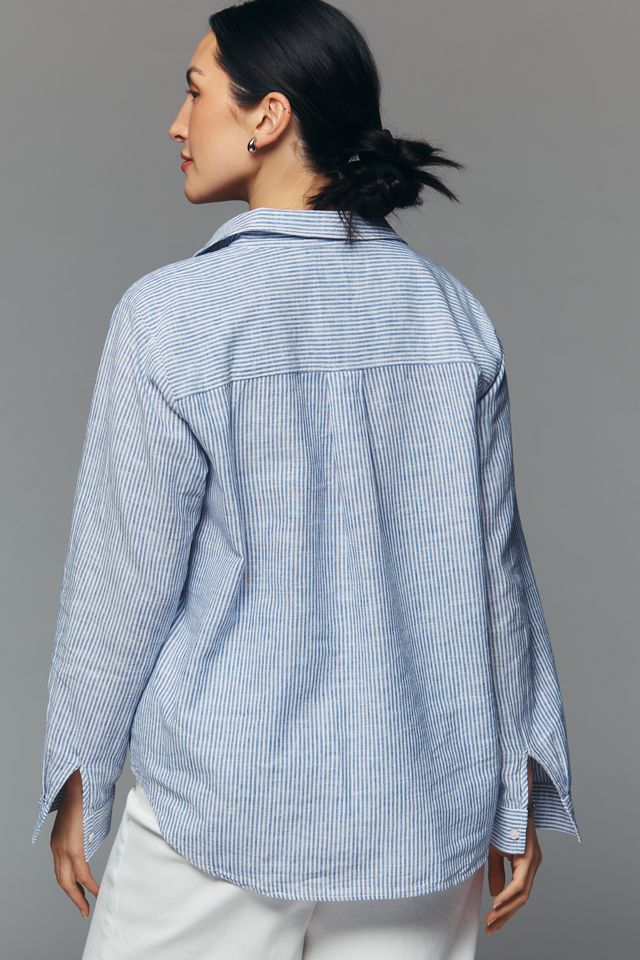 Kate Classic Linen Cotton Buttondown Shirt by Maeve #7