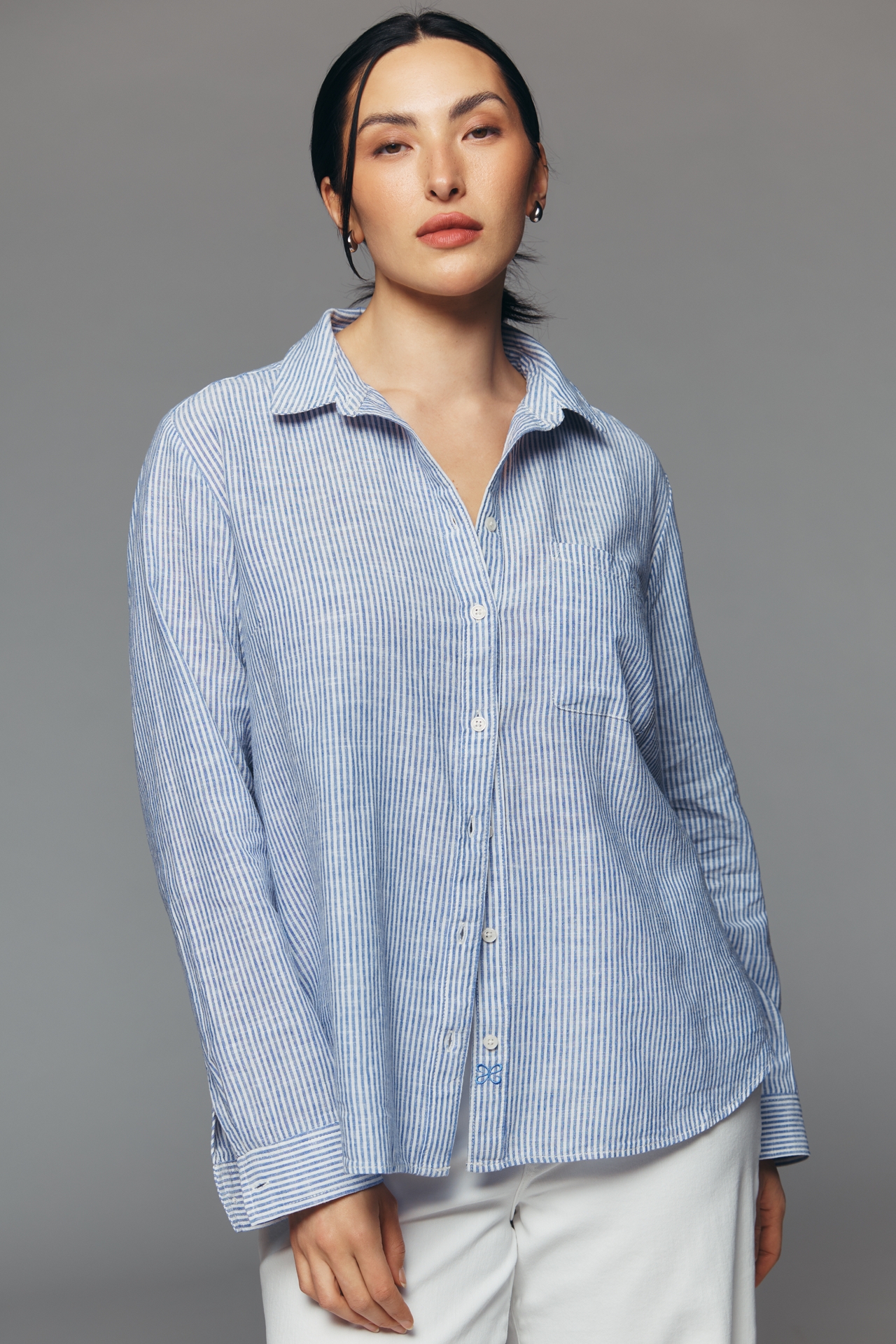 Kate Classic Linen Cotton Buttondown Shirt by Maeve
