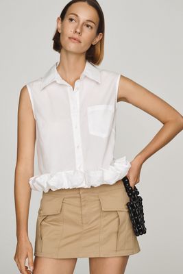 Maeve Cotton Ruffle Buttondown Shirt