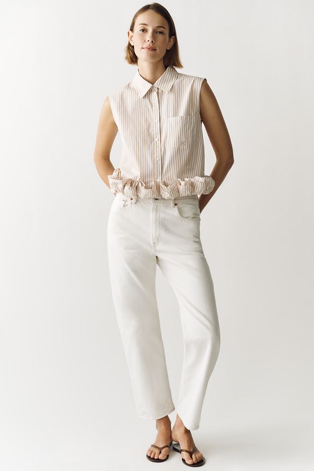 Maeve 100% Cotton Ruffled Buttondown Shirt #2