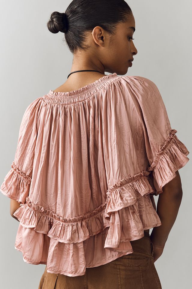 By Anthropologie Short-Sleeve Ruffle Top #1