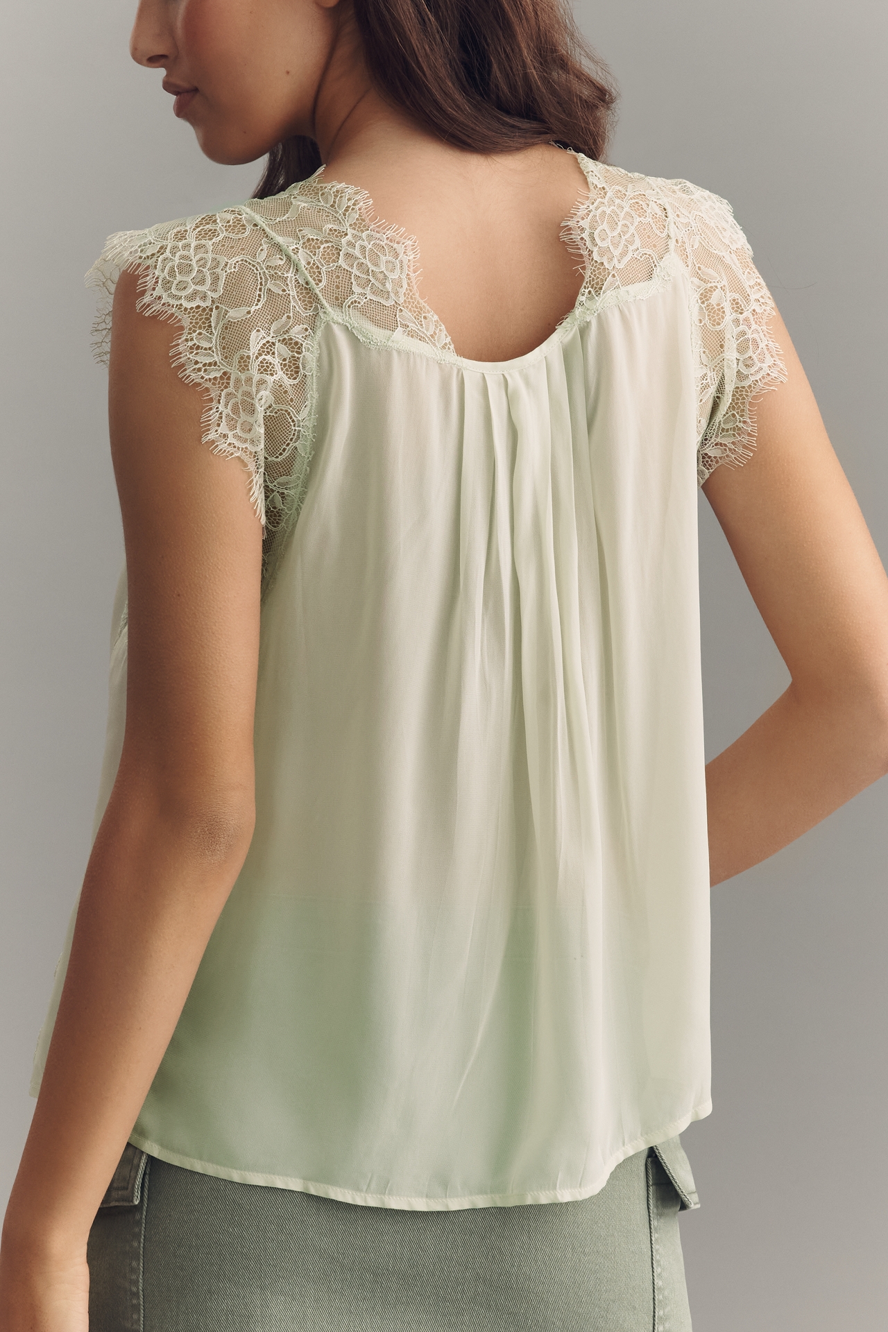 By Anthropologie Sleeveless Lace Inset Blouse