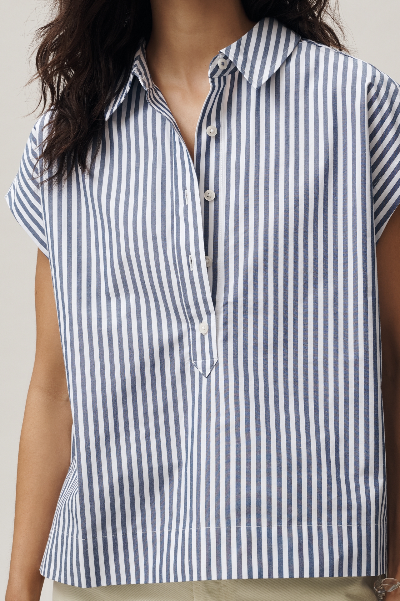 Maeve 100% Cotton Sleeveless Buttondown Shirt