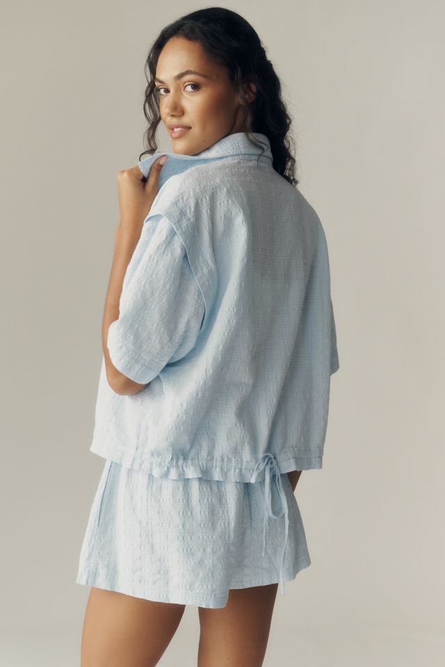 Maeve Cotton Textured Buttondown Shirt #1