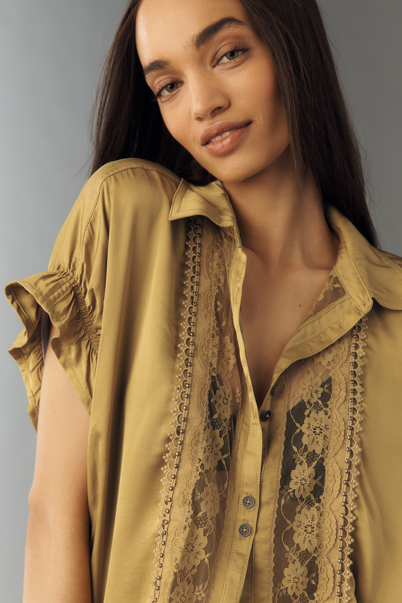 Quincy Lace Short-Sleeve Blouse by Pilcro