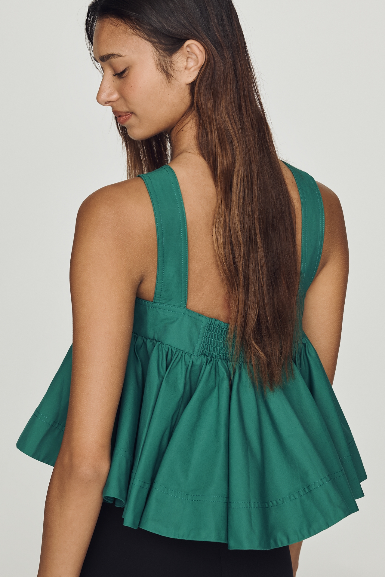 Maeve Strap Detail Peplum Swing Top