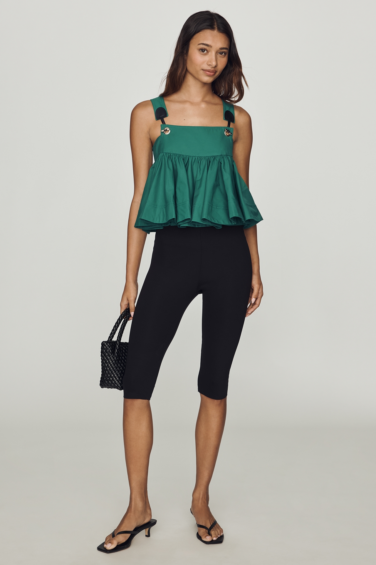 Maeve Strap Detail Peplum Swing Top