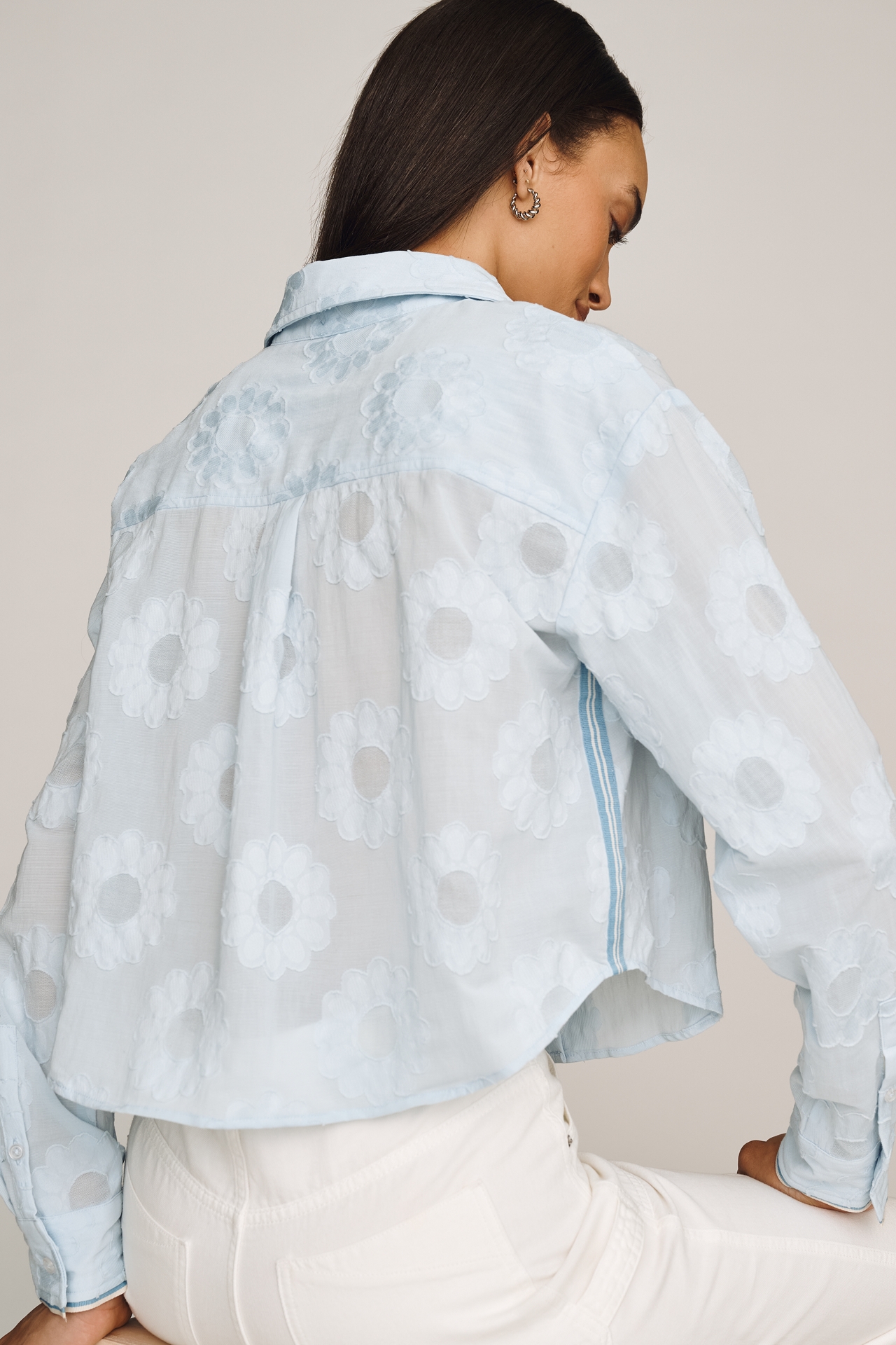 Maeve Floral Crop Buttondown Shirt