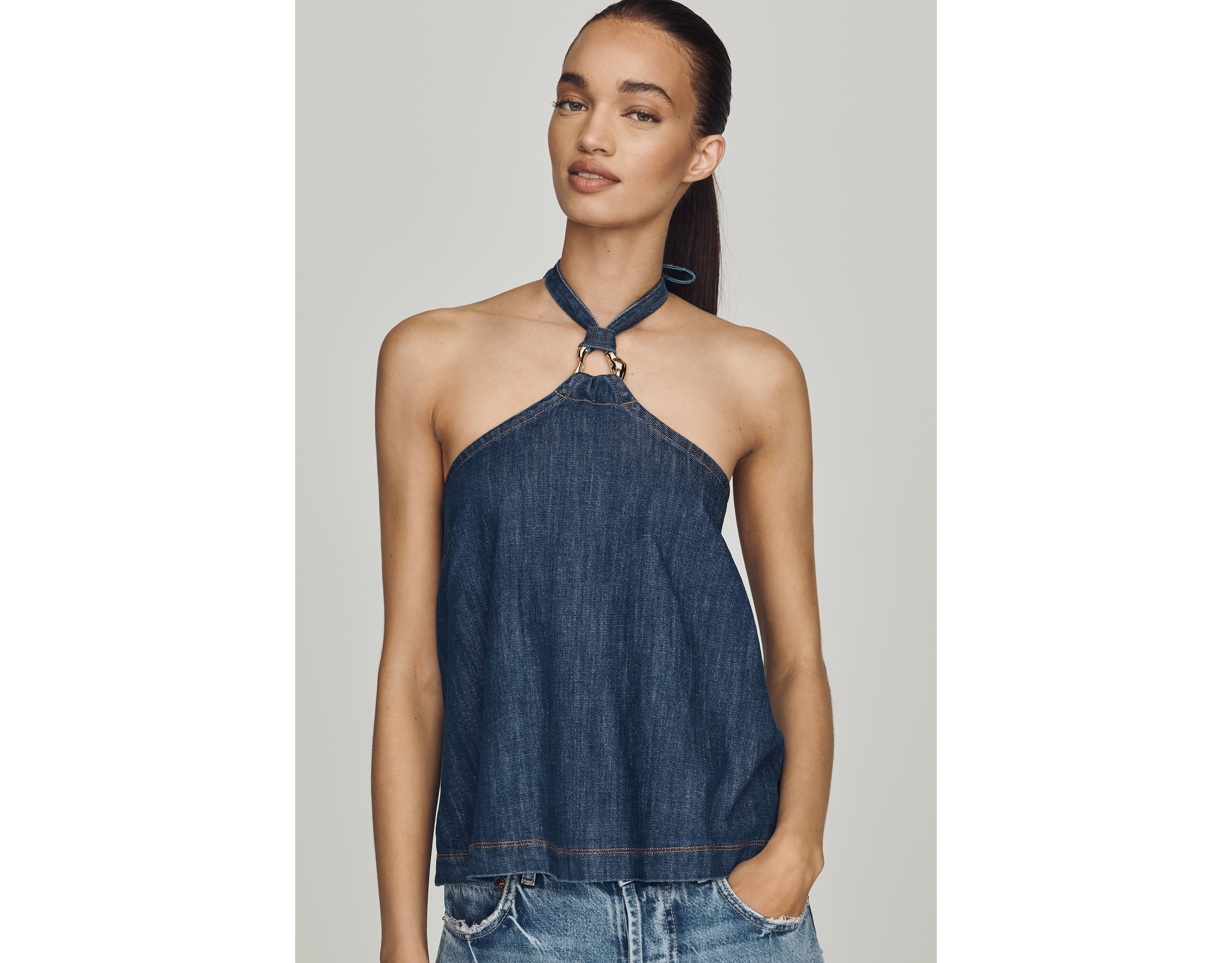 Pilcro Denim Halter Top