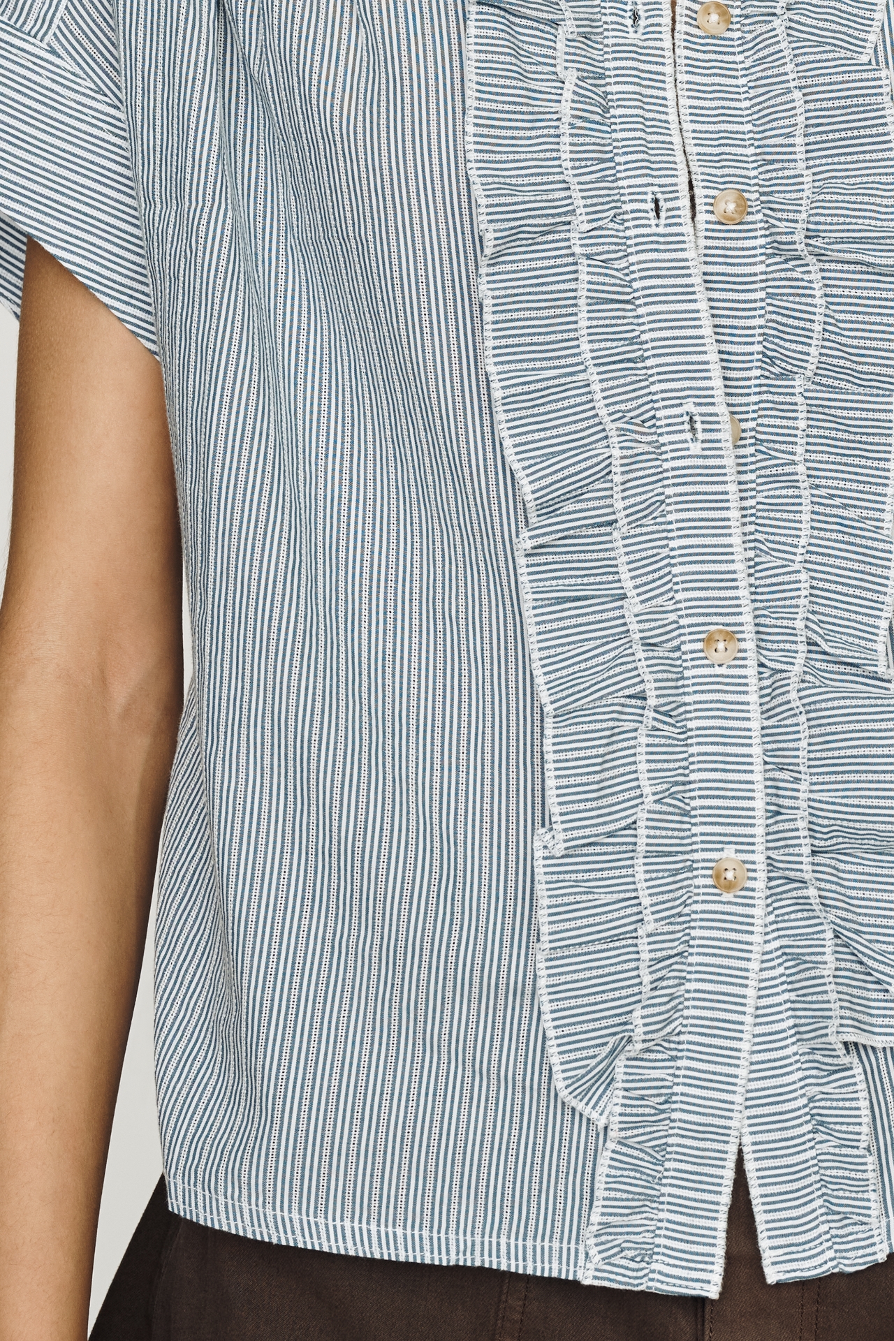 Pilcro Ruffle-Front Shirt