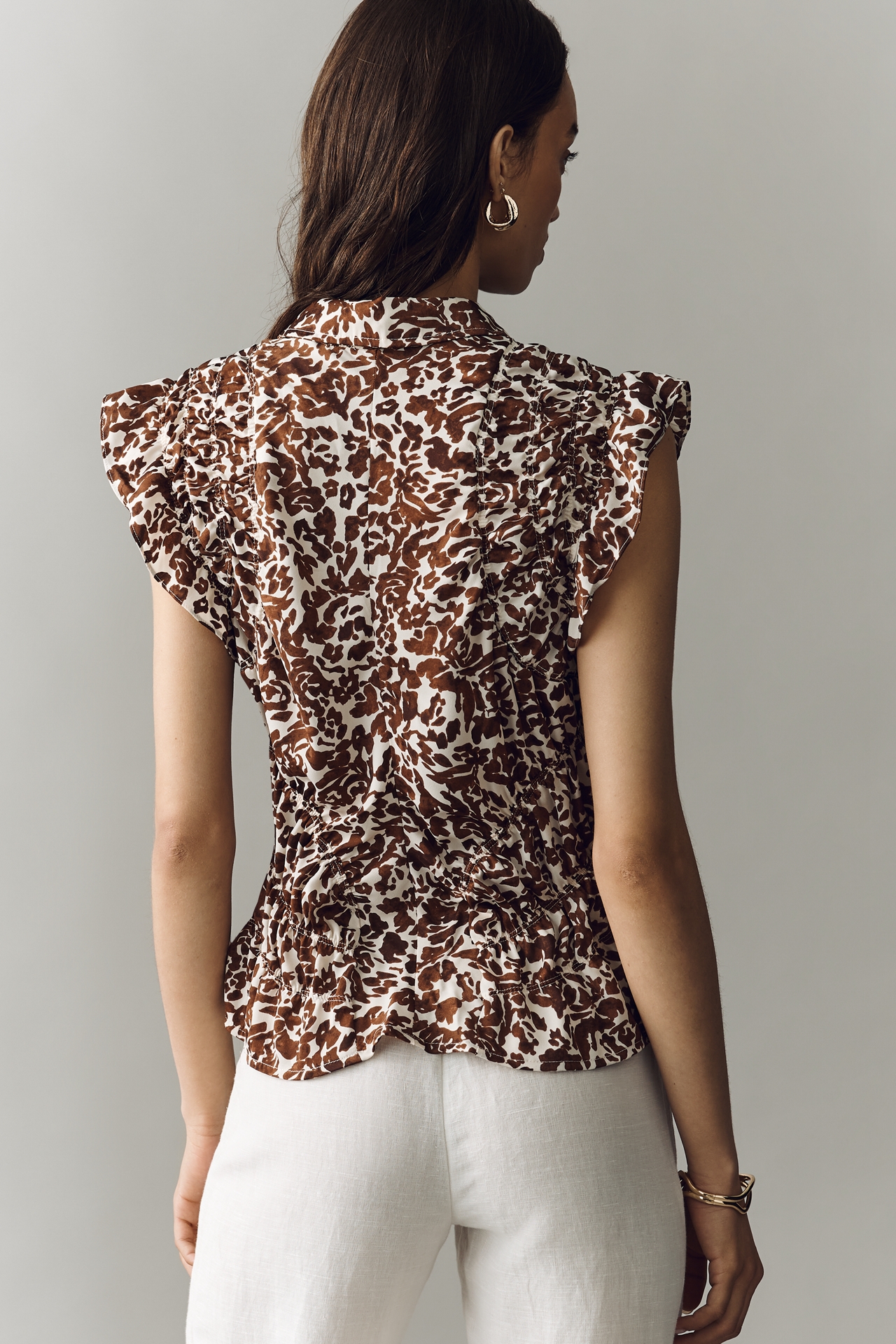 By Anthropologie Silky Shirred Blouse