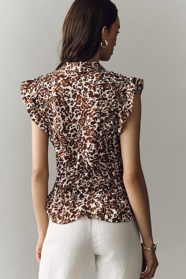 By Anthropologie Silky Shirred Blouse #3