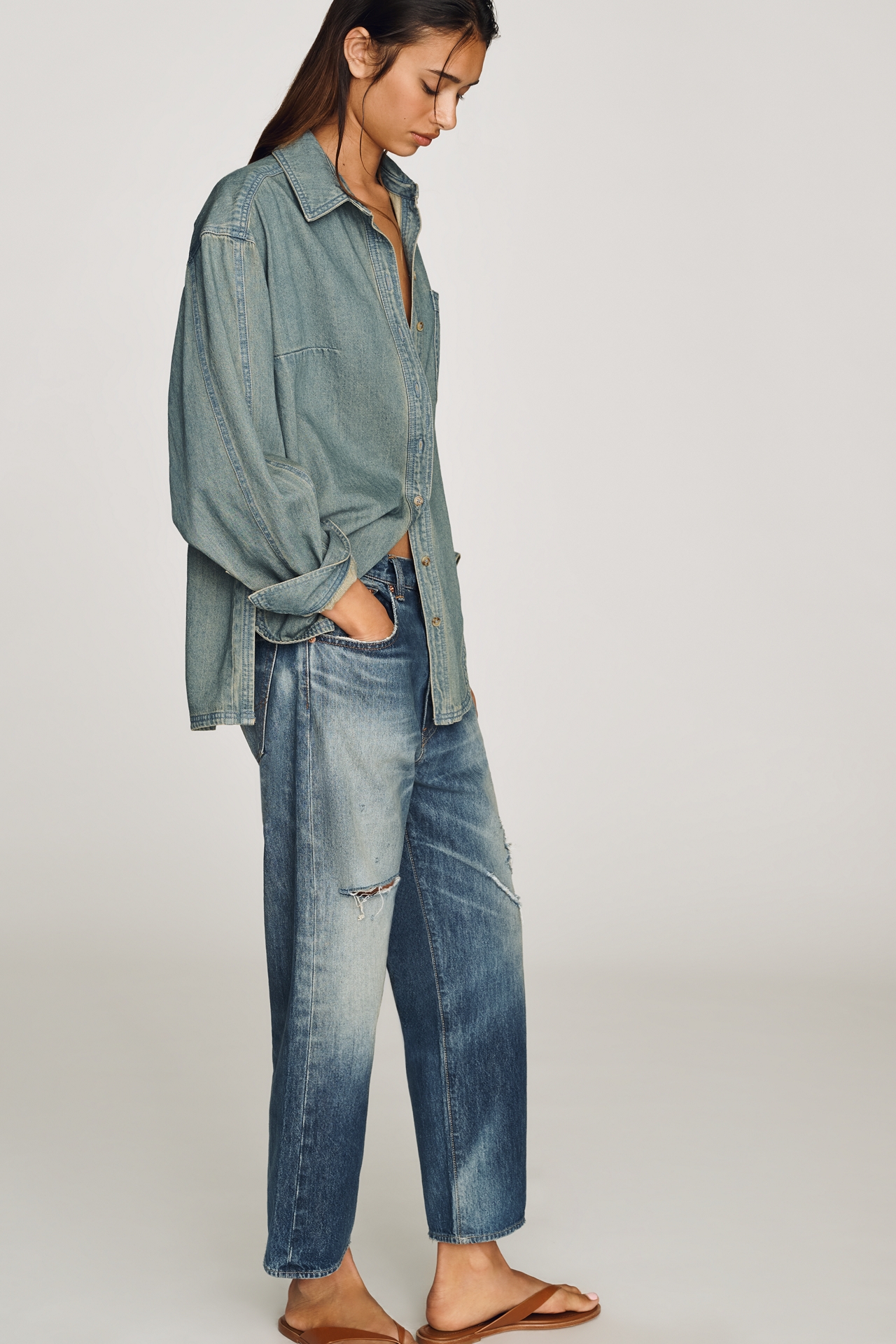 Pilcro Cotton Denim Buttondown Shirt