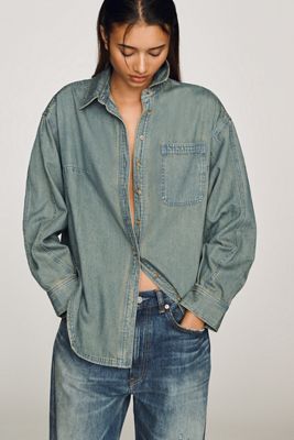 Pilcro Cotton Denim Buttondown Shirt