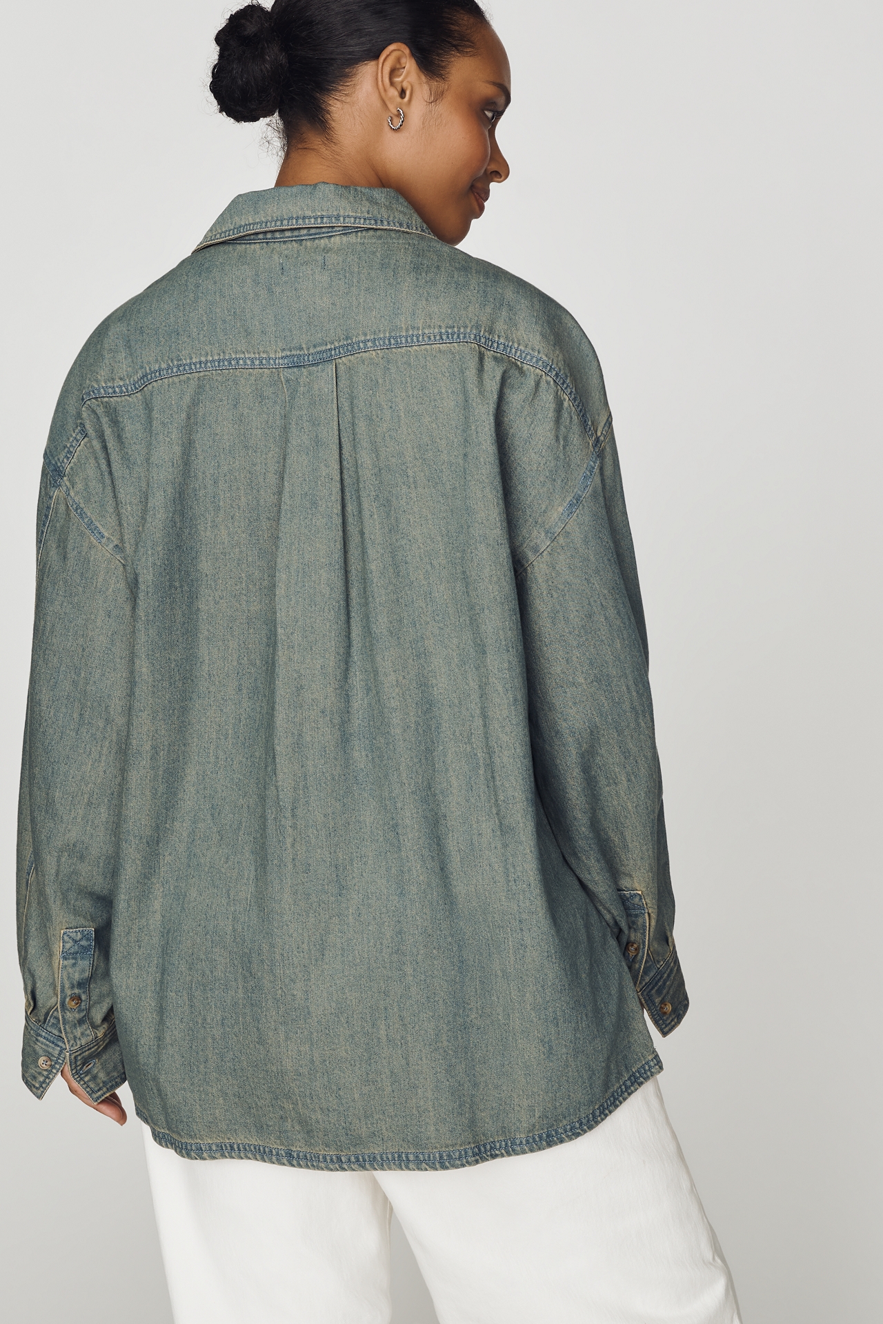 Pilcro Cotton Denim Buttondown Shirt