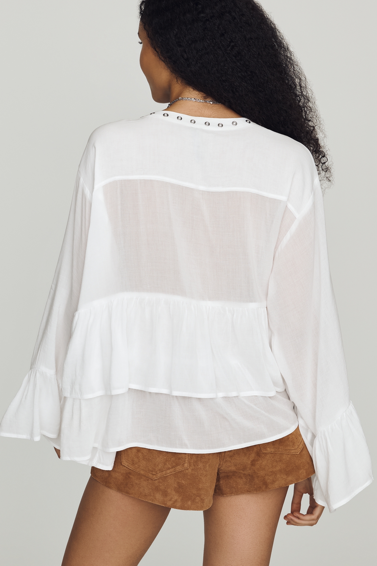 By Anthropologie Sheer Grommet Blouse