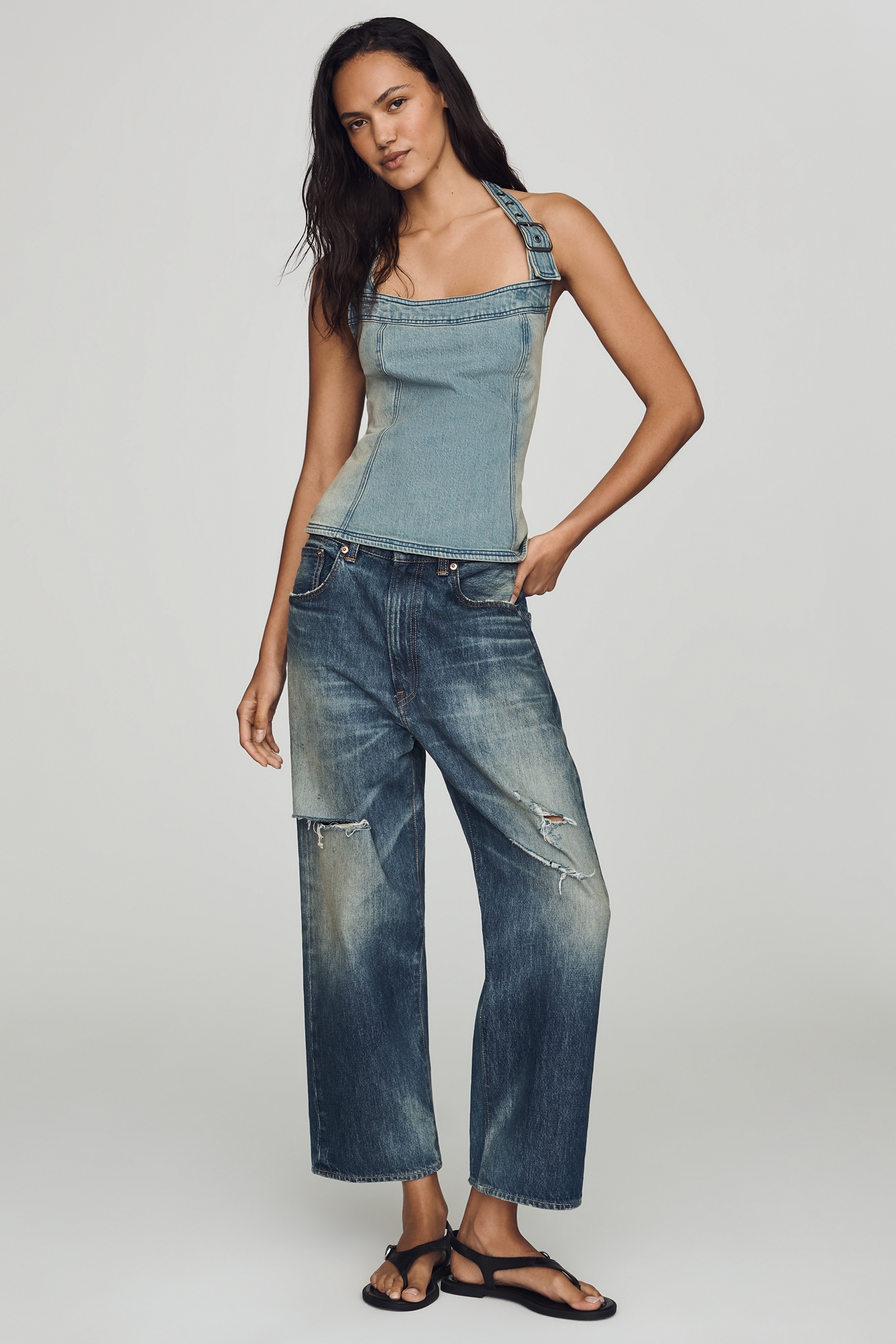 Pilcro Denim Halter Top