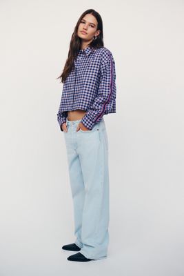 Maeve Checked Cropped Shirt