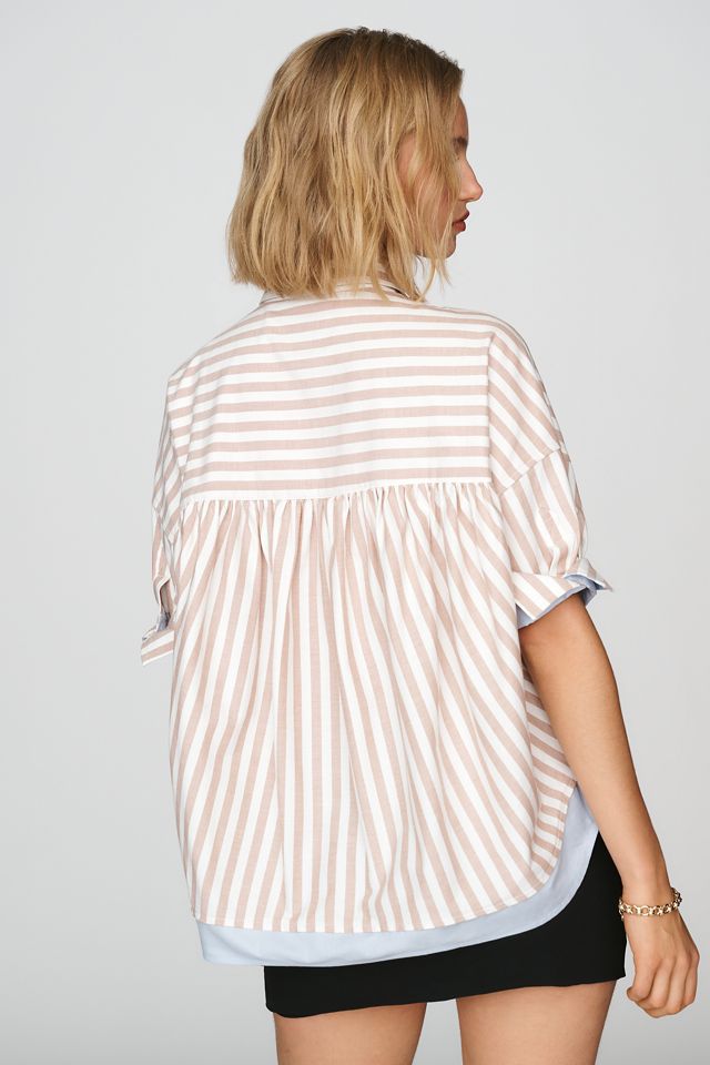 La Camisa Oxford Cuadrada con Ribete de Contraste Mabel de Maeve #3