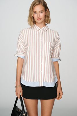 La Camisa Oxford Cuadrada con Ribete de Contraste Mabel de Maeve