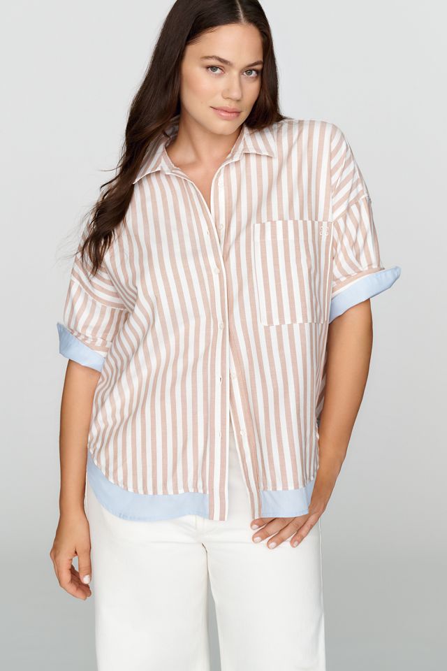 Maeve Mabel Contrast Boxy Oxford Shirt #4