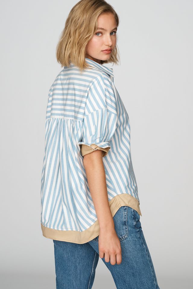 La Camisa Oxford Cuadrada con Ribete de Contraste Mabel de Maeve #1