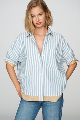 The Mabel Contrast-Trim Boxy Oxford Shirt by Maeve